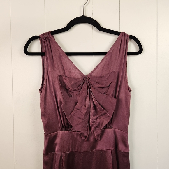 Milly Purple Sleeveless Knee Length Shift Dress Bow 100% Silk Formal Party - Picture 6 of 11